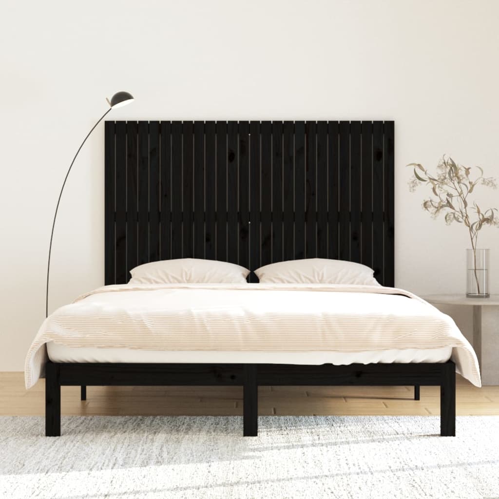 vidaXL Wezgłowie łóżka, czarne, 166x3x110 cm, lite drewno sosnowe