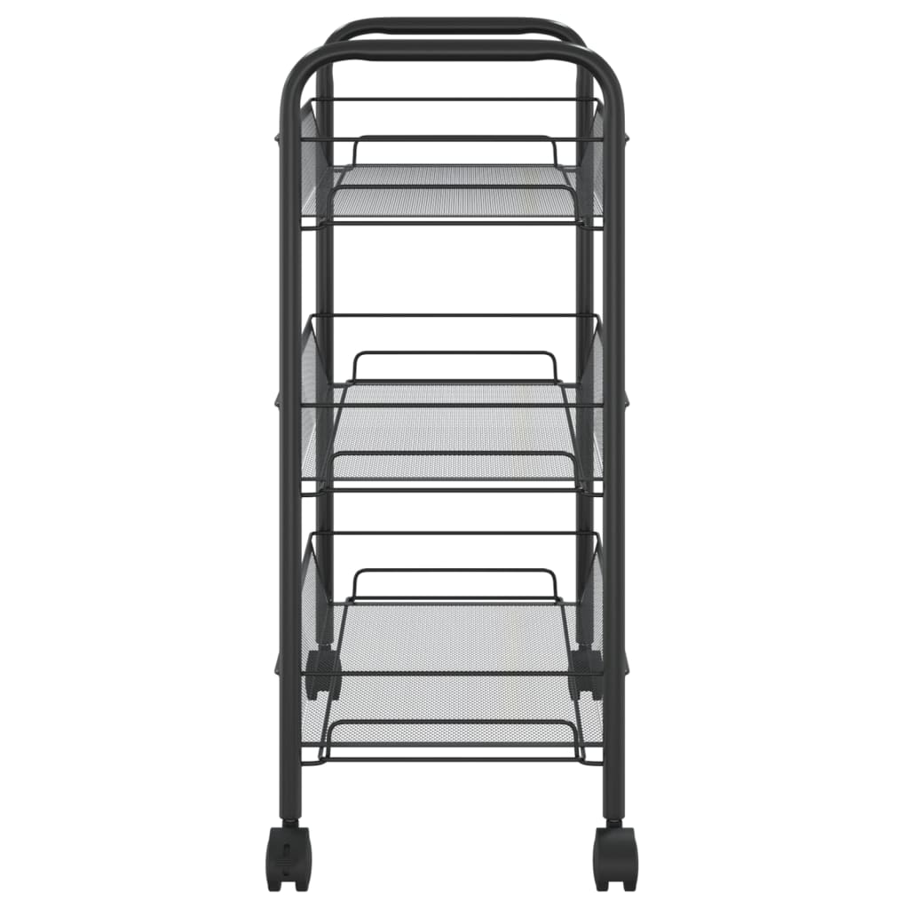 vidaXL 3-poziomowy wózek kuchenny, czarny, 46x26x64 cm, żelazo
