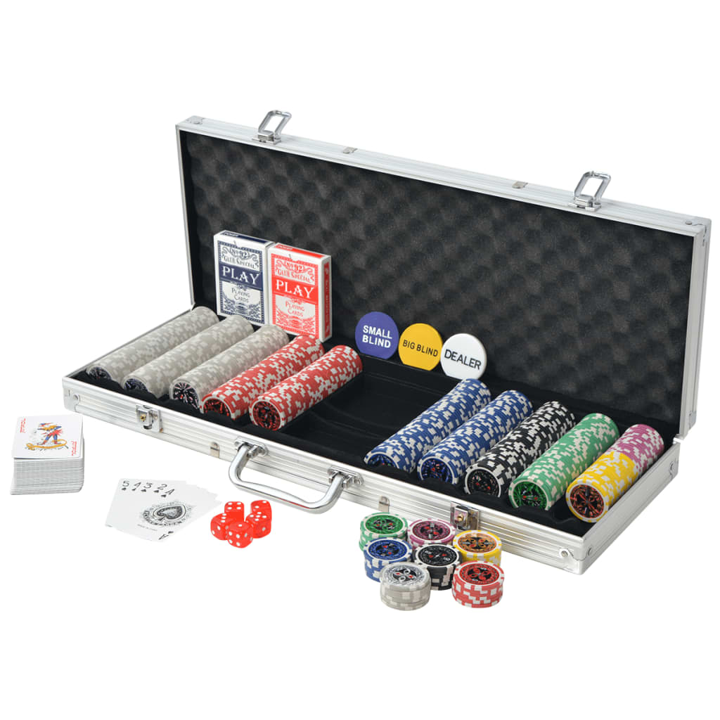 vidaXL Zestaw do gry w pokera 500 żetonów laserowych, aluminium