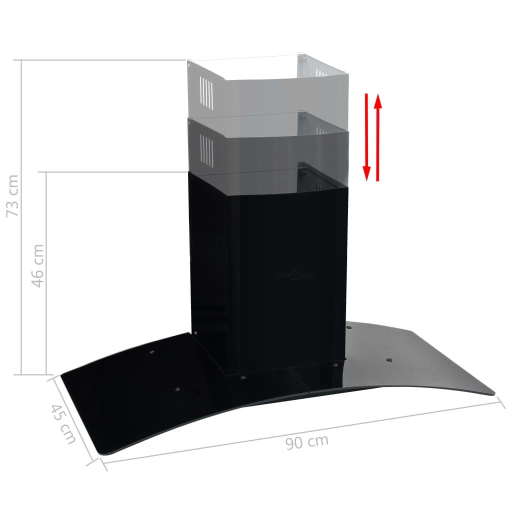 vidaXL Ścienny okap kuchenny, stal nierdzewna, 756 m³/h, 90 cm, czarny