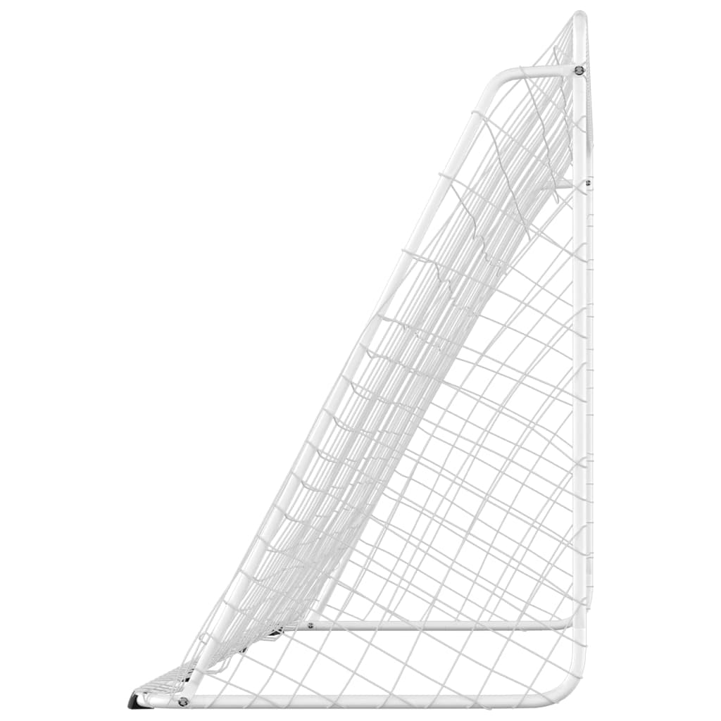 vidaXL Bramka piłkarska z siatką, biała, 366x122x182, stalowa