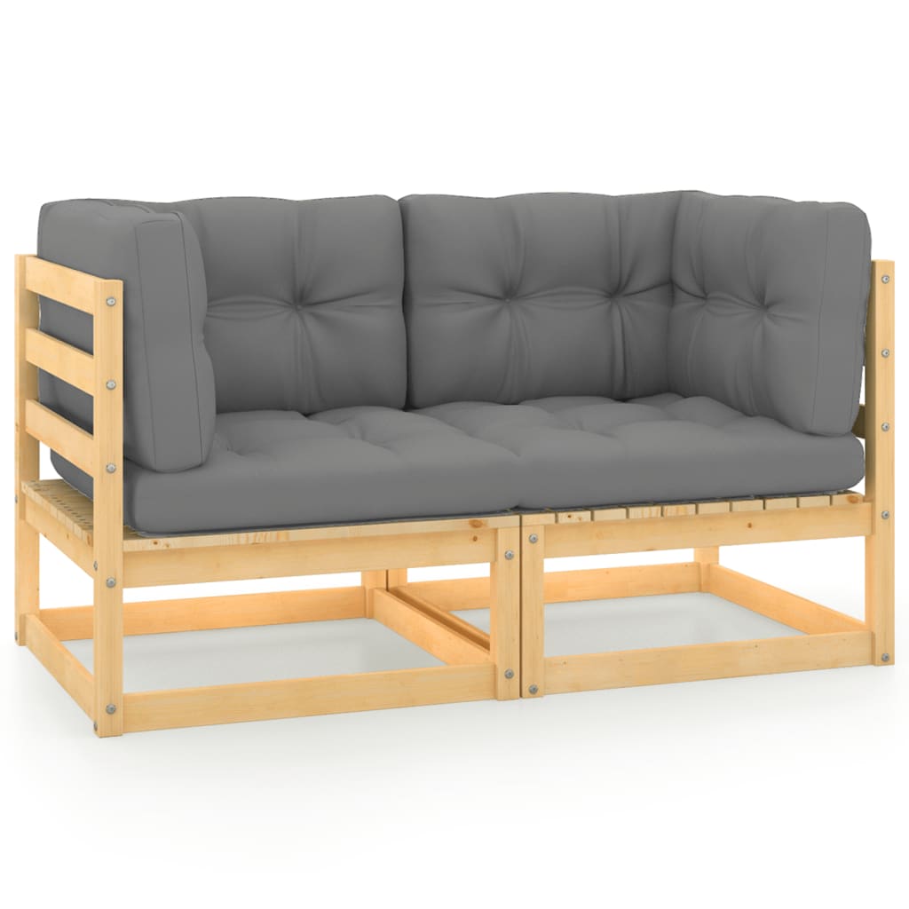 vidaXL 2-osobowa sofa ogrodowa z poduszkami, lite drewno sosnowe
