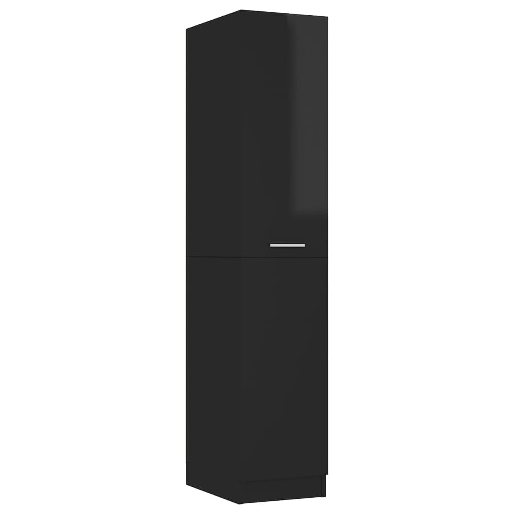 vidaXL Szafka apteczna, czerń na wysoki połysk, 30x42,5x150 cm, płyta