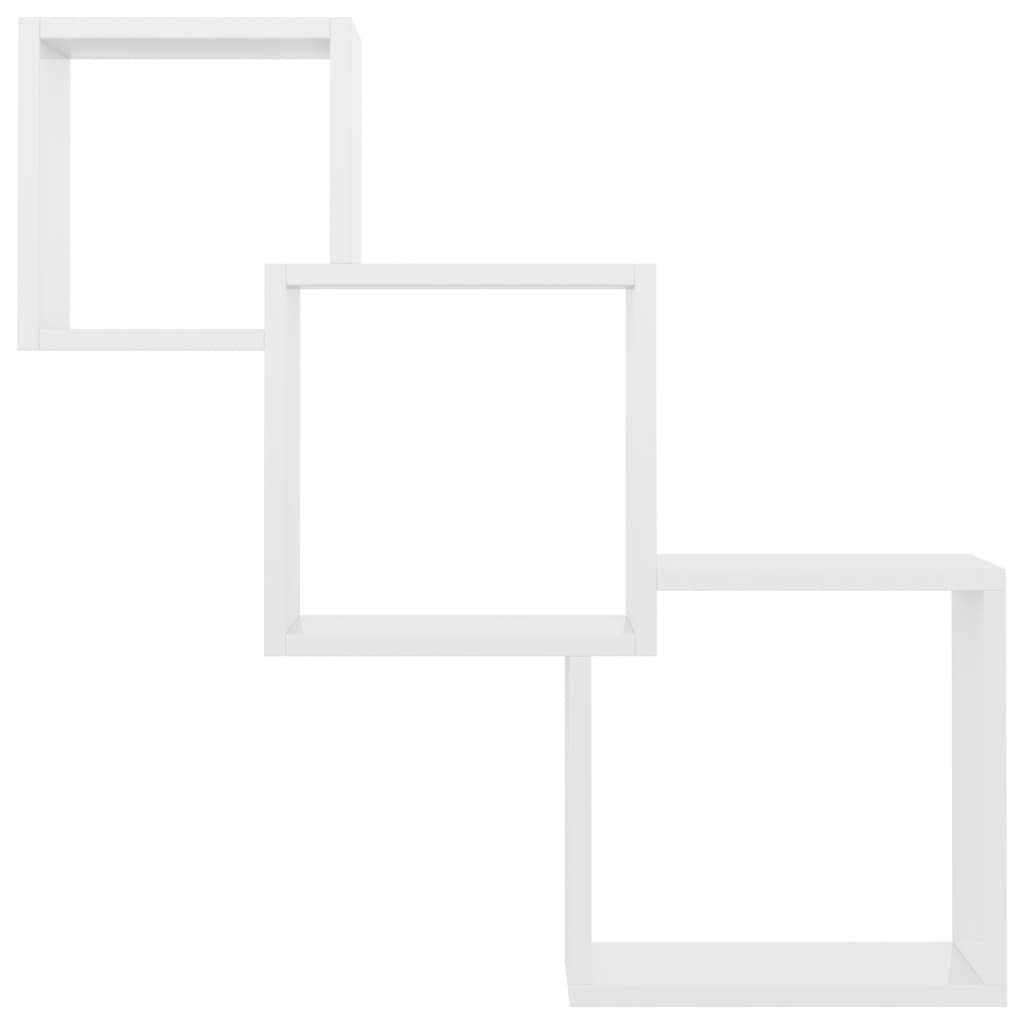 vidaXL Półki ścienne kostki, wysoki połysk, białe, 68x15x68 cm