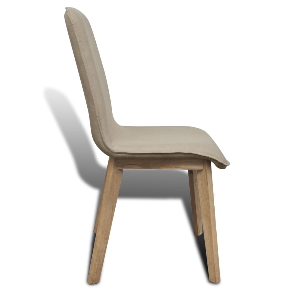 vidaXL Krzesła do jadalni, 2 szt., beżowe, tkanina i lity dąb