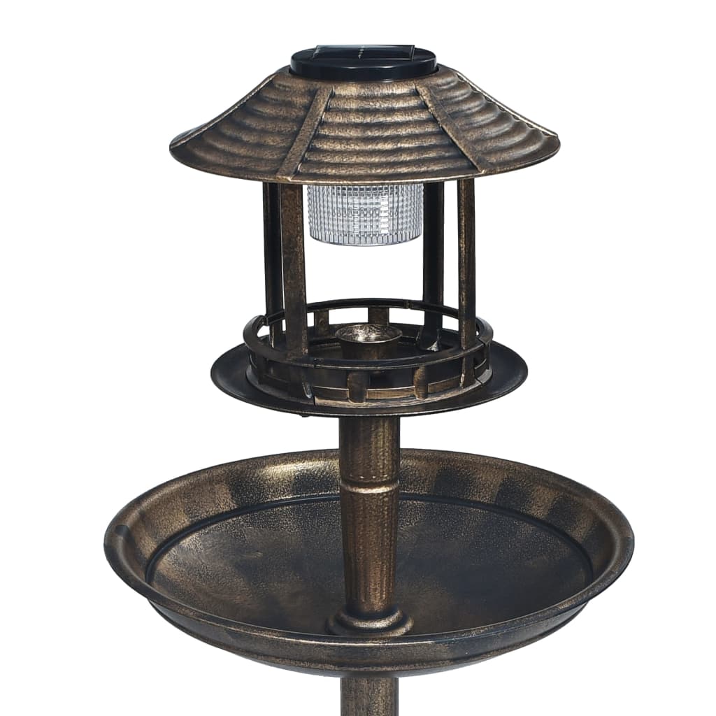 vidaXL Ozdobny basenik dla ptaków z lampkami solarnymi LED, plastikowy