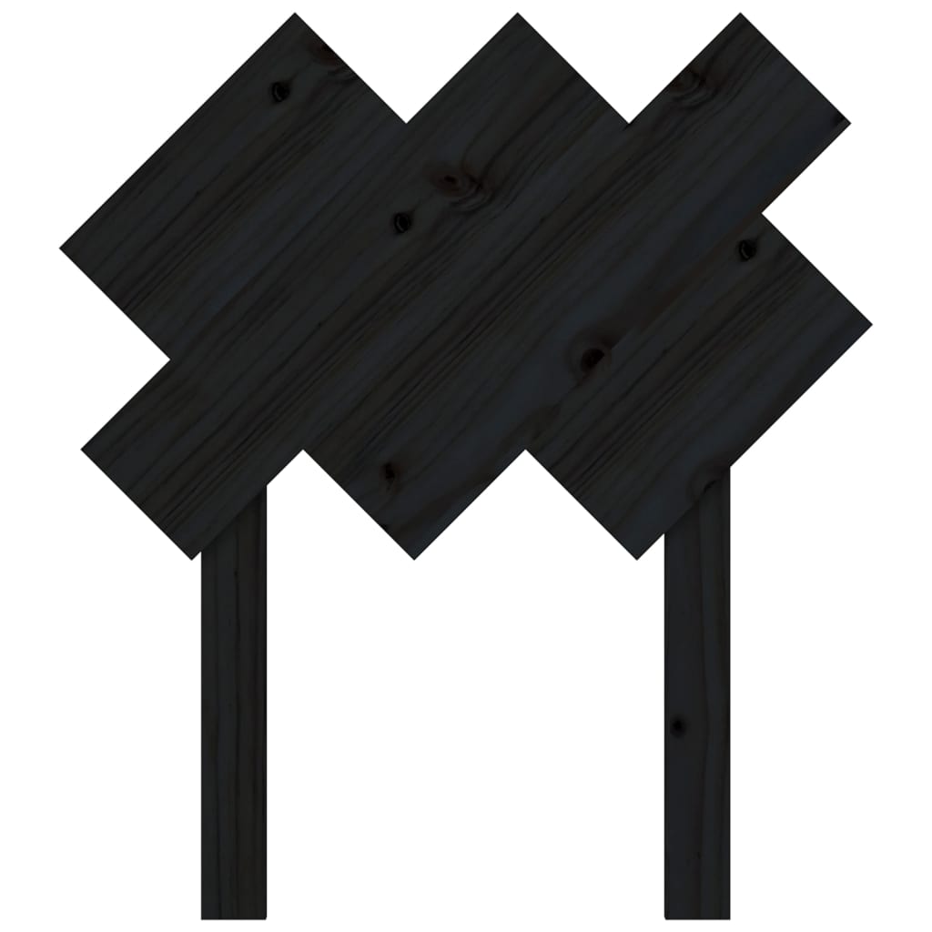 vidaXL Wezgłowie łóżka, czarne, 72,5x3x81 cm, lite drewno sosnowe