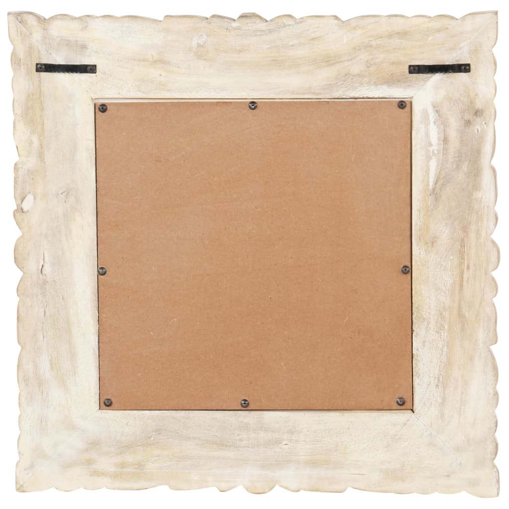 vidaXL Lustro z białą ramą z litego drewna mango, 50 x 50 cm