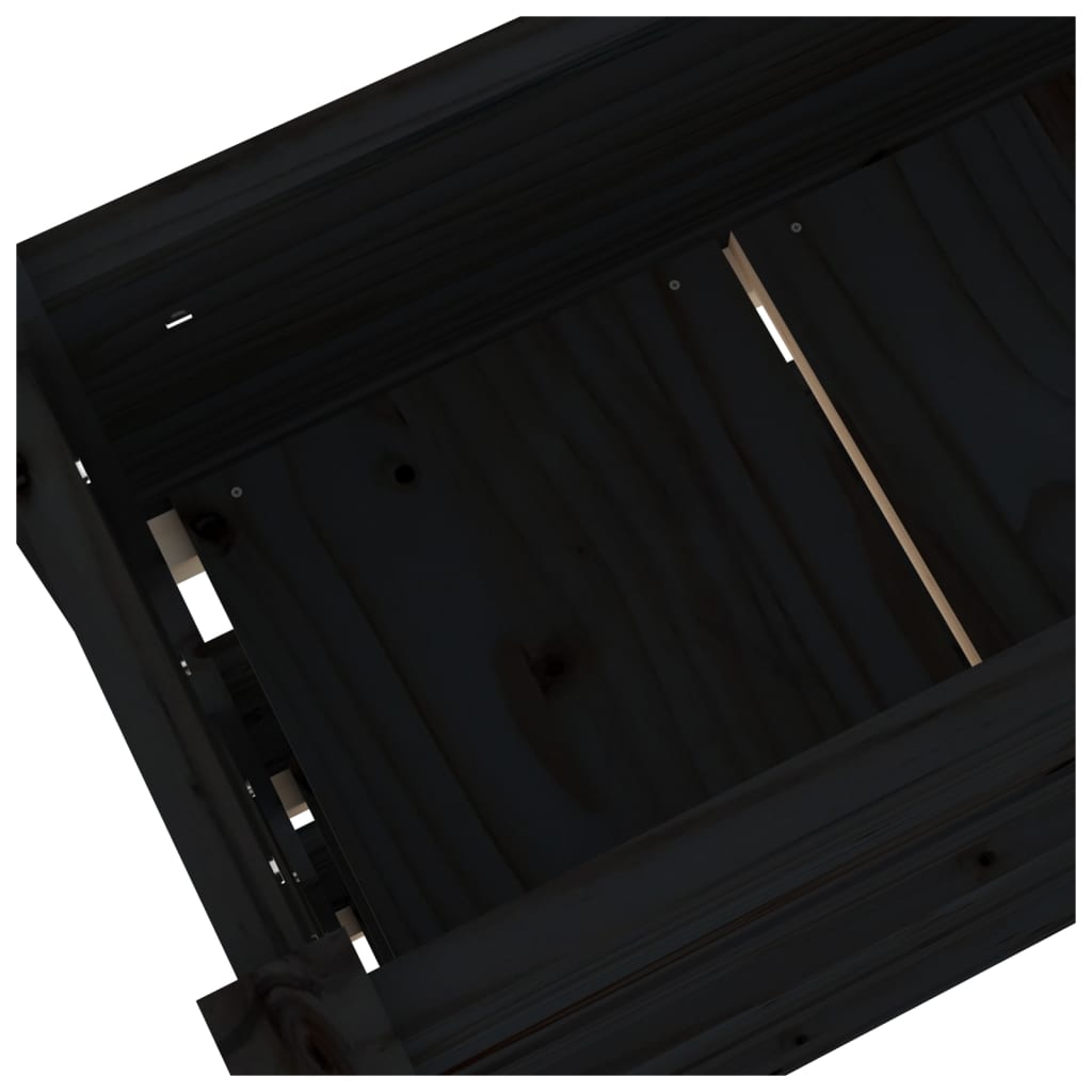 vidaXL Donica, czarna, 112x25x104,5 cm, lite drewno sosnowe