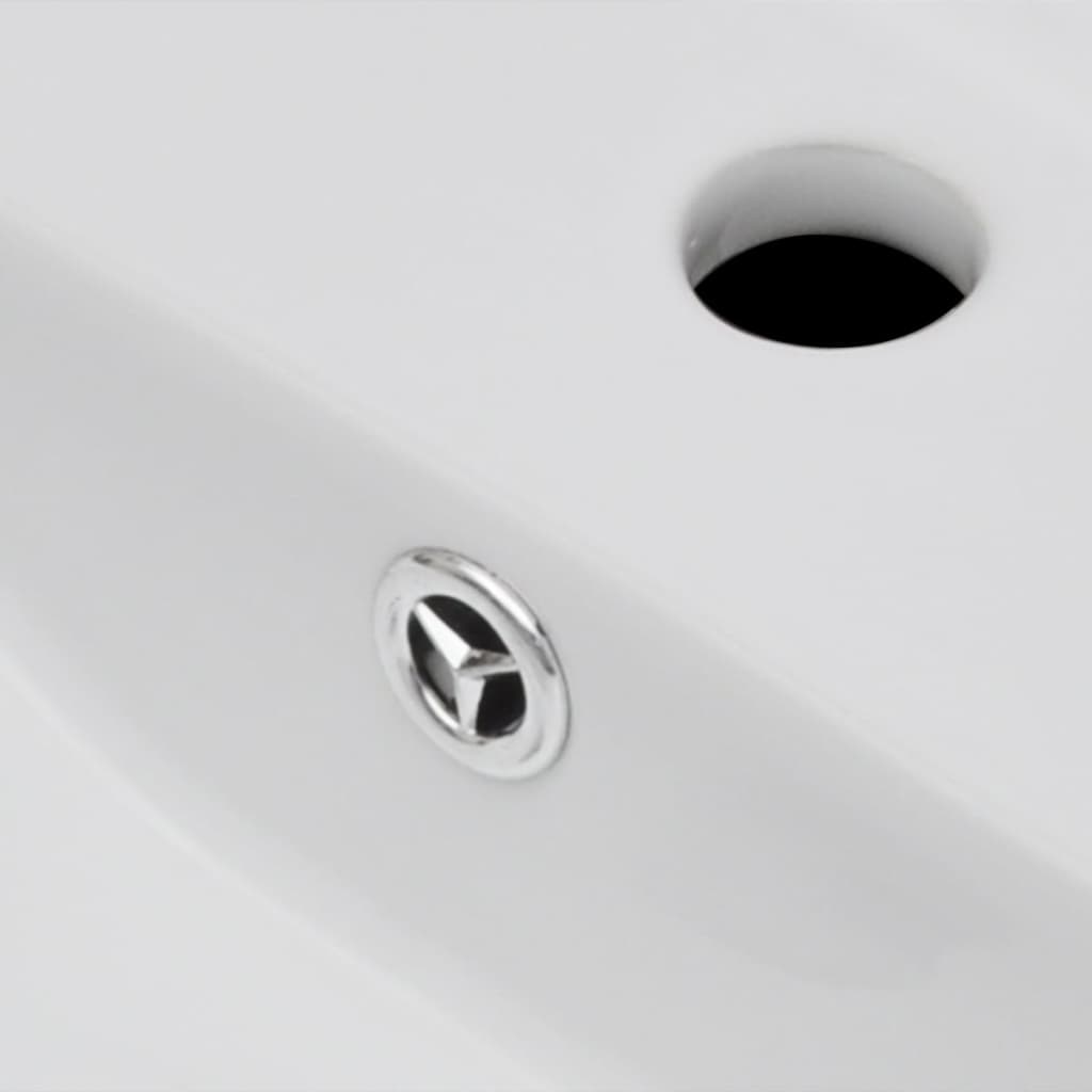 vidaXL Prostokątna umywalka z otworem przelewowym i na kran, biała