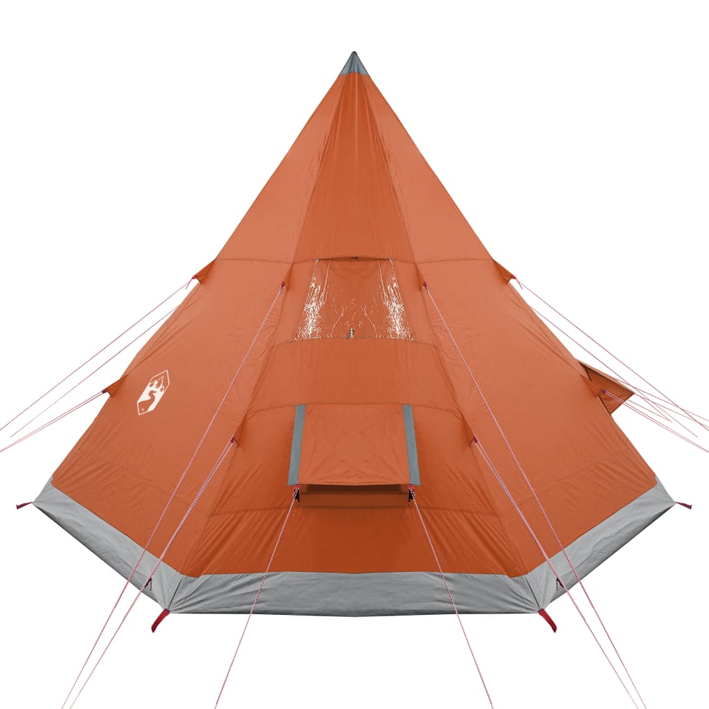 vidaXL Namiot, 4-os., szaro-pomarańczowy, 367x367x259 cm, tafta 185T