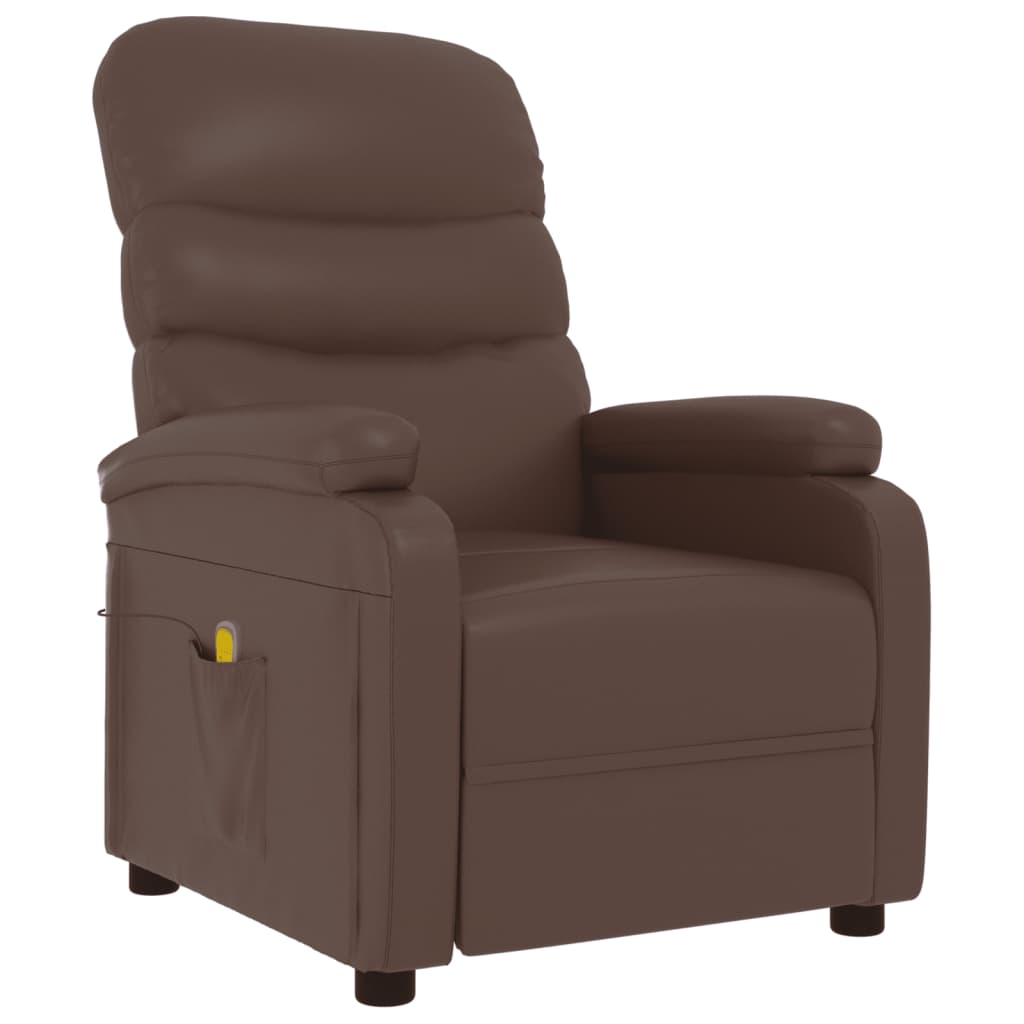 vidaXL Fotel masujący, brązowy, sztuczna skóra