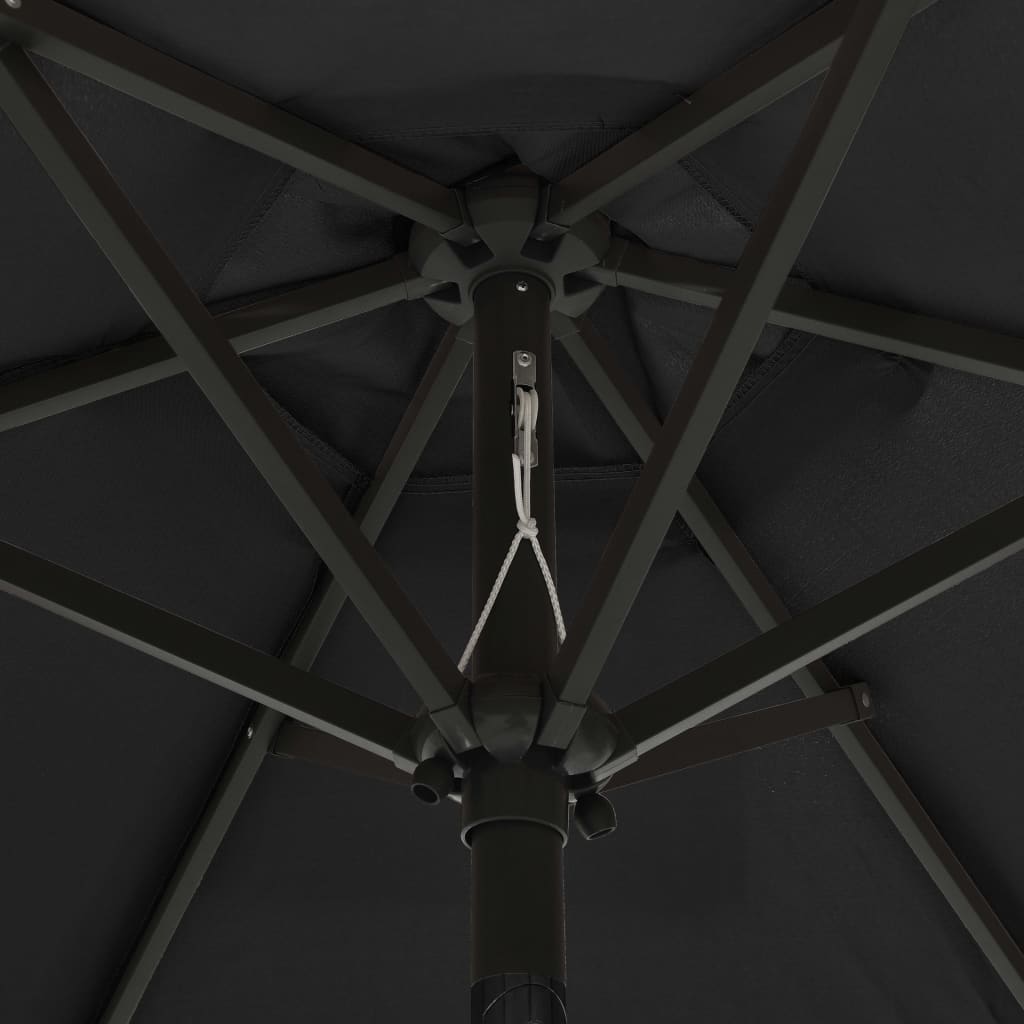 vidaXL Parasol z lampkami LED, czarny, 200x211 cm, aluminium