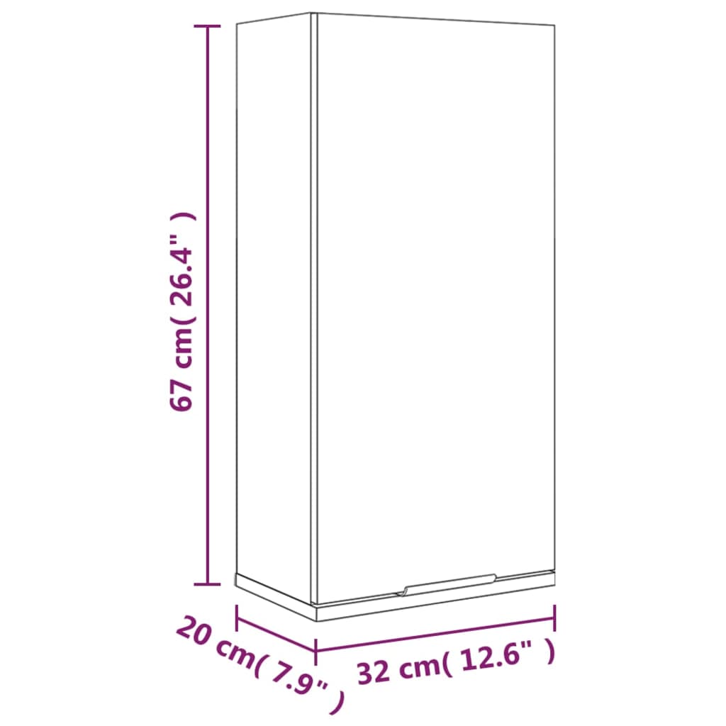 vidaXL Wisząca szafka łazienkowa, biała o wysokim połysku, 32x20x67 cm