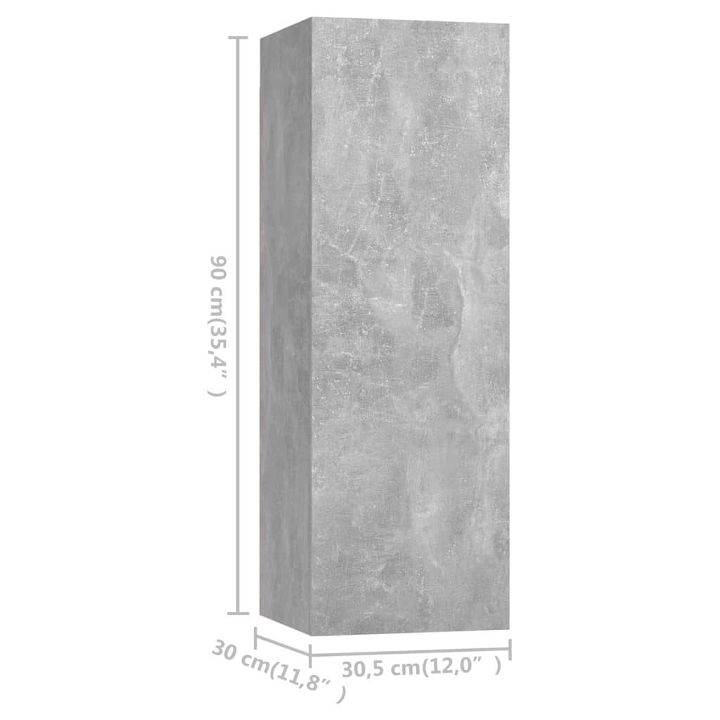 vidaXL Szafka telewizyjna, szarość betonu, 30,5x30x90 cm, płyta