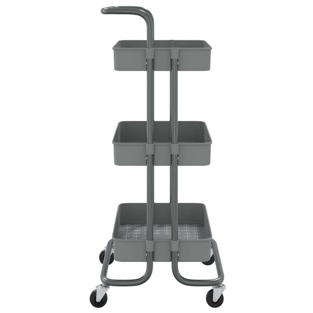 vidaXL 3-poziomowy wózek kuchenny, szary, 42x35x85 cm, żelazo i ABS
