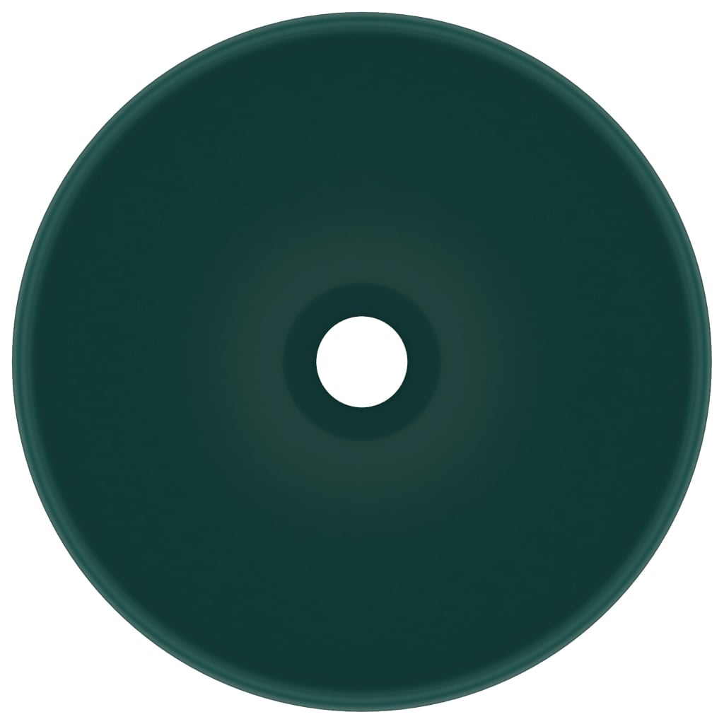 vidaXL Okrągła umywalka łazienkowa, matowa ciemnozielona, 32,5 x 14 cm