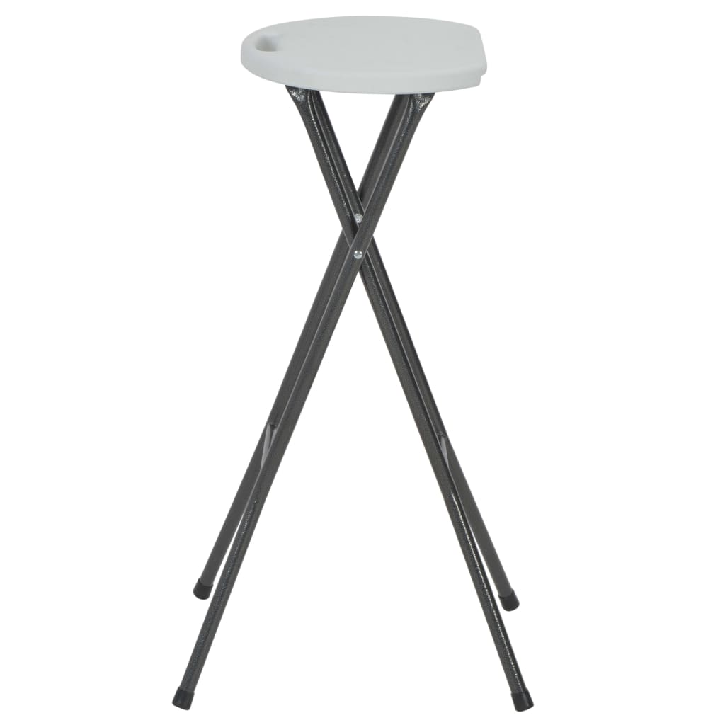vidaXL Składane stołki barowe, 2 szt., HDPE i stal, białe