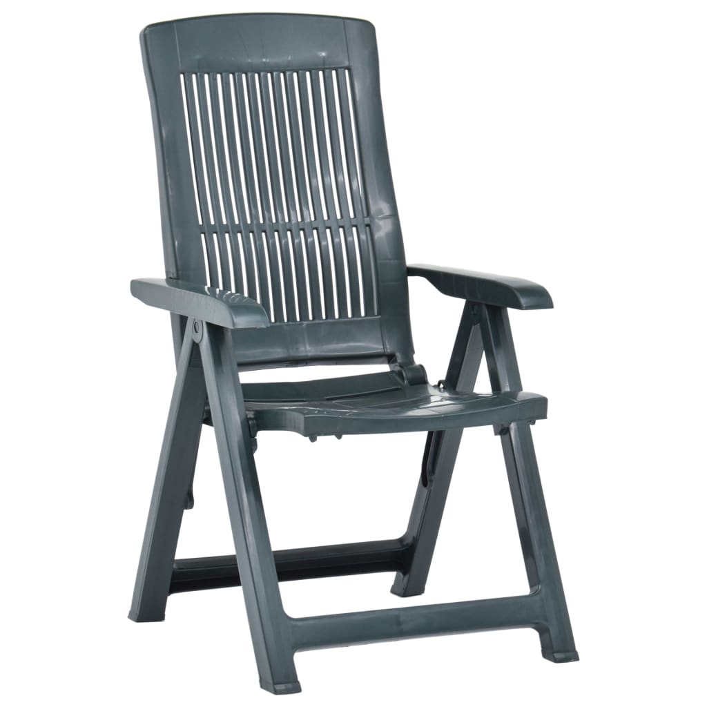 vidaXL Rozkładane krzesła do ogrodu, 2 szt., plastikowe, zielone