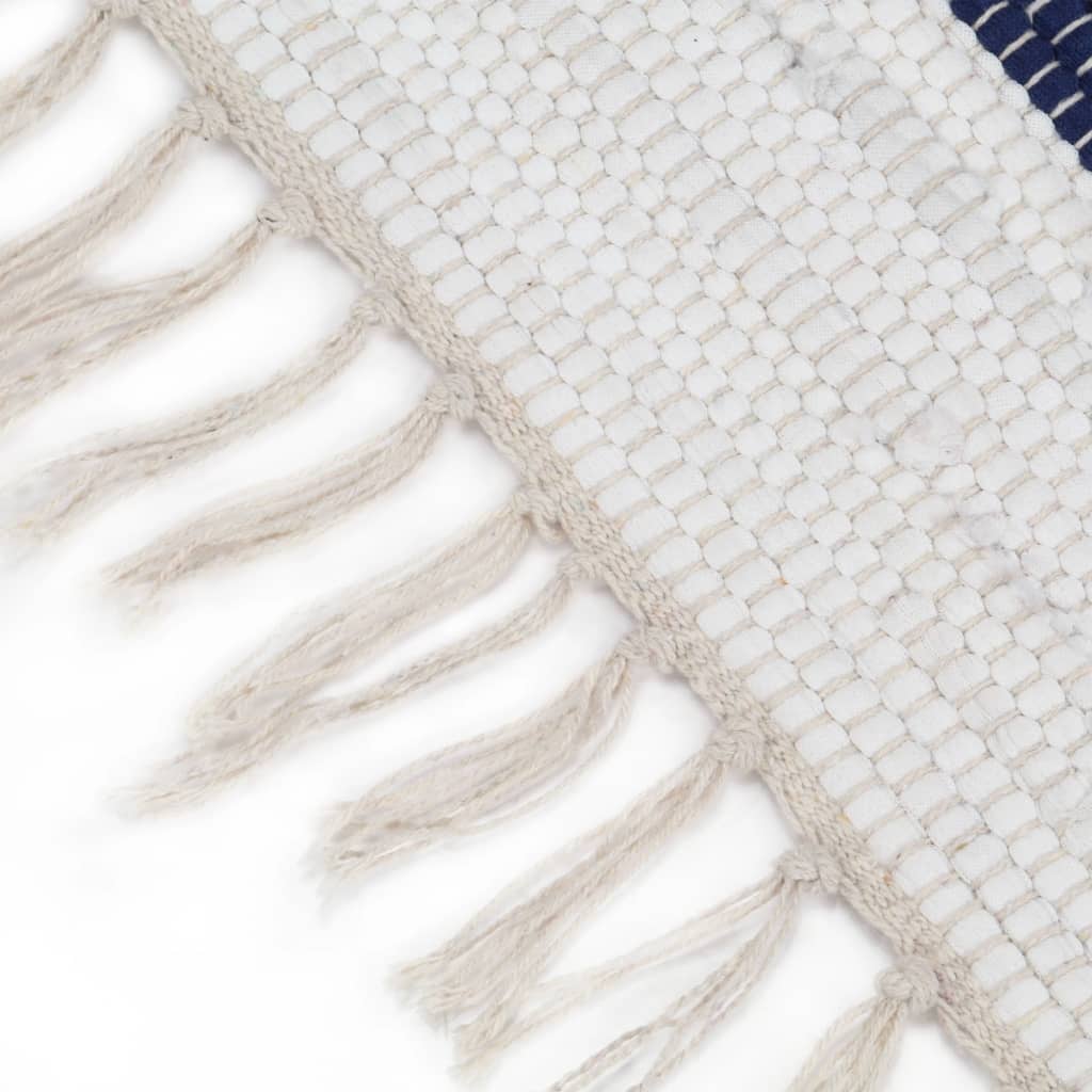 vidaXL Ręcznie tkany dywan Chindi, bawełna, 160x230cm, biało-niebieski