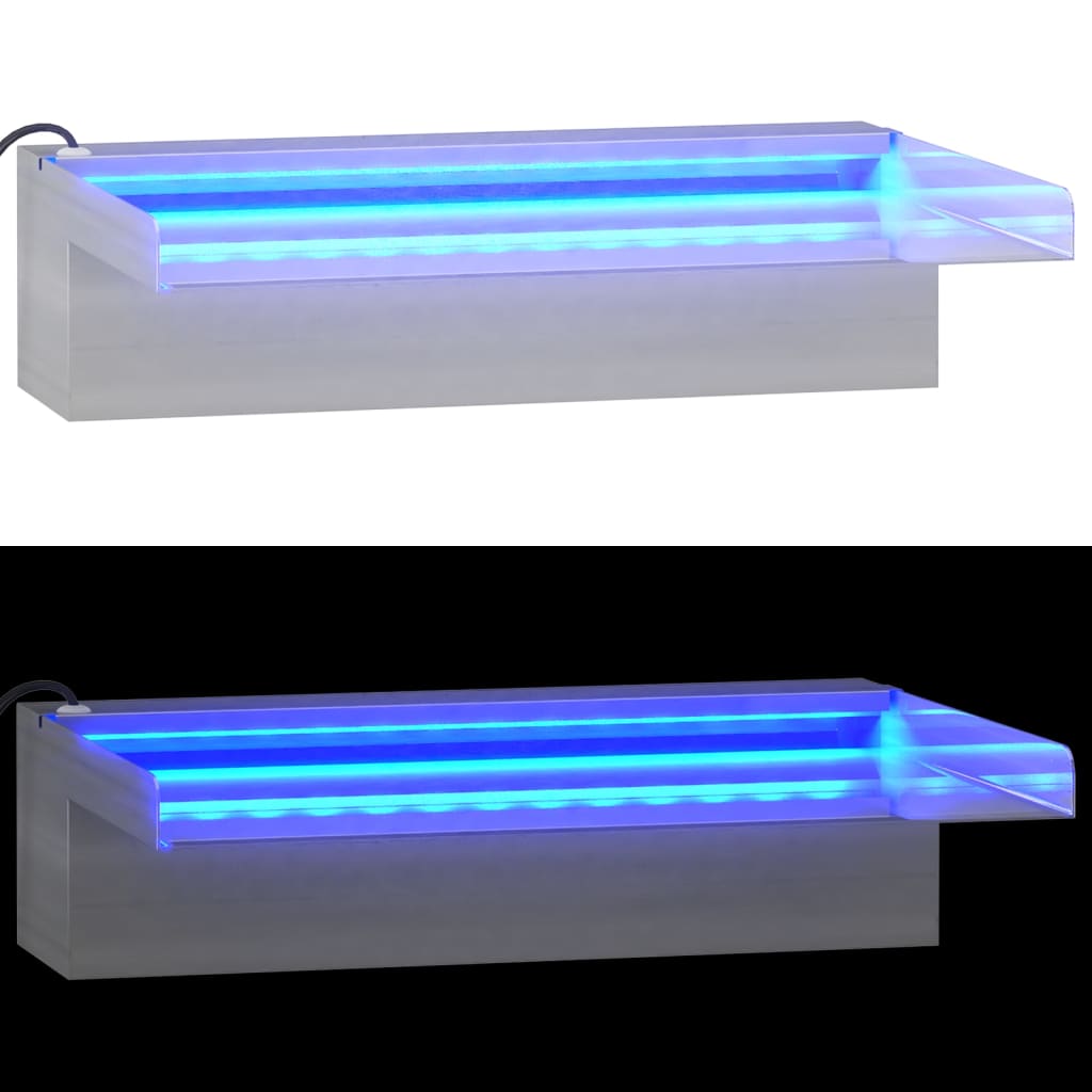 vidaXL Wylewka do wodospadu z RGB LED, stal nierdzewna, 30 cm