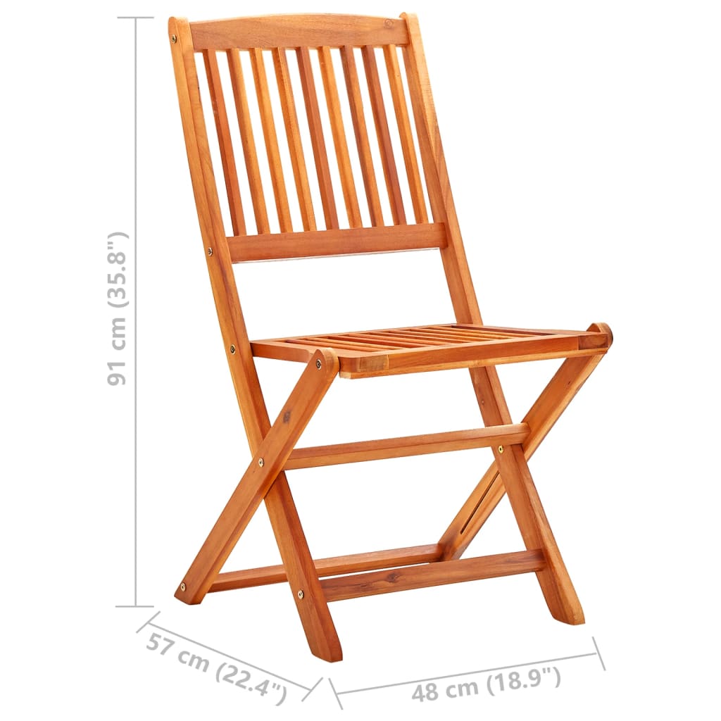 vidaXL Składane krzesła ogrodowe, 8 szt., lite drewno eukaliptusowe