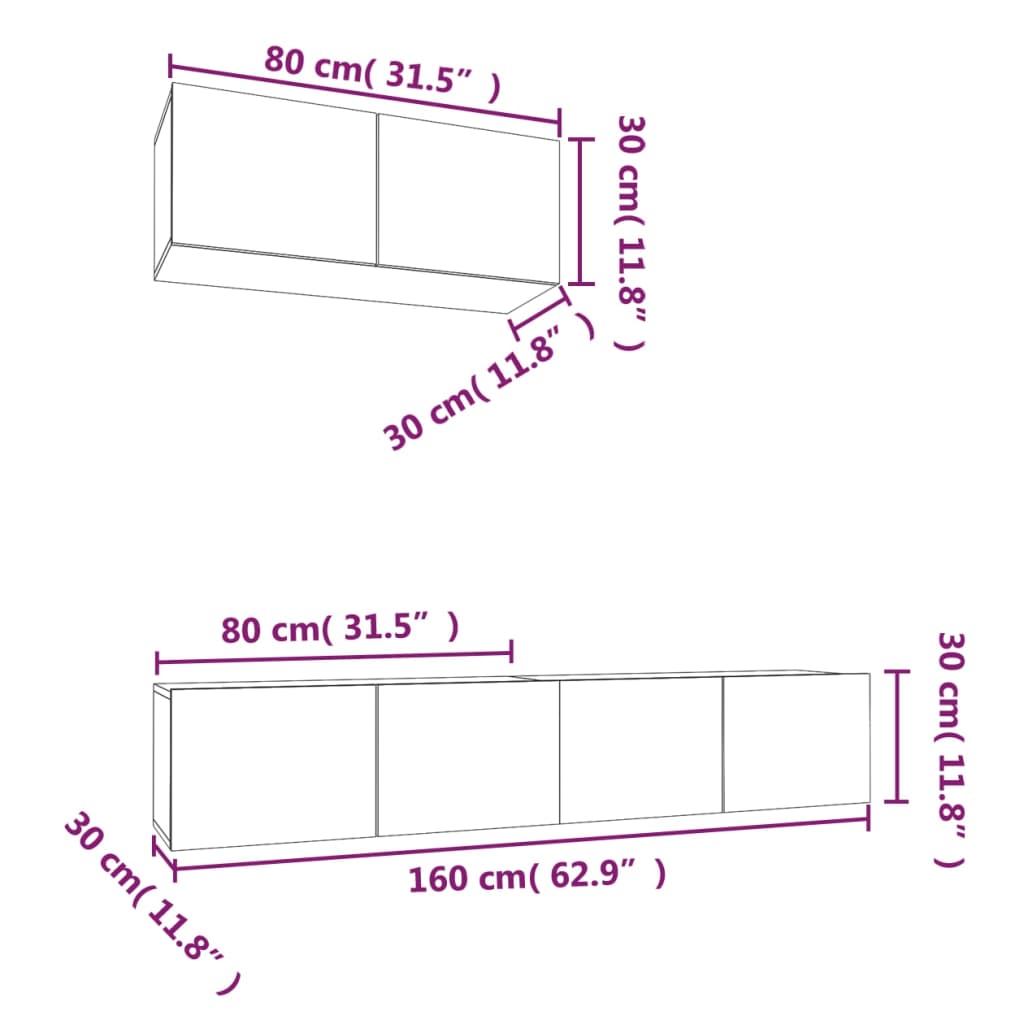 vidaXL 3-częściowy zestaw szafek telewizyjnych, biały