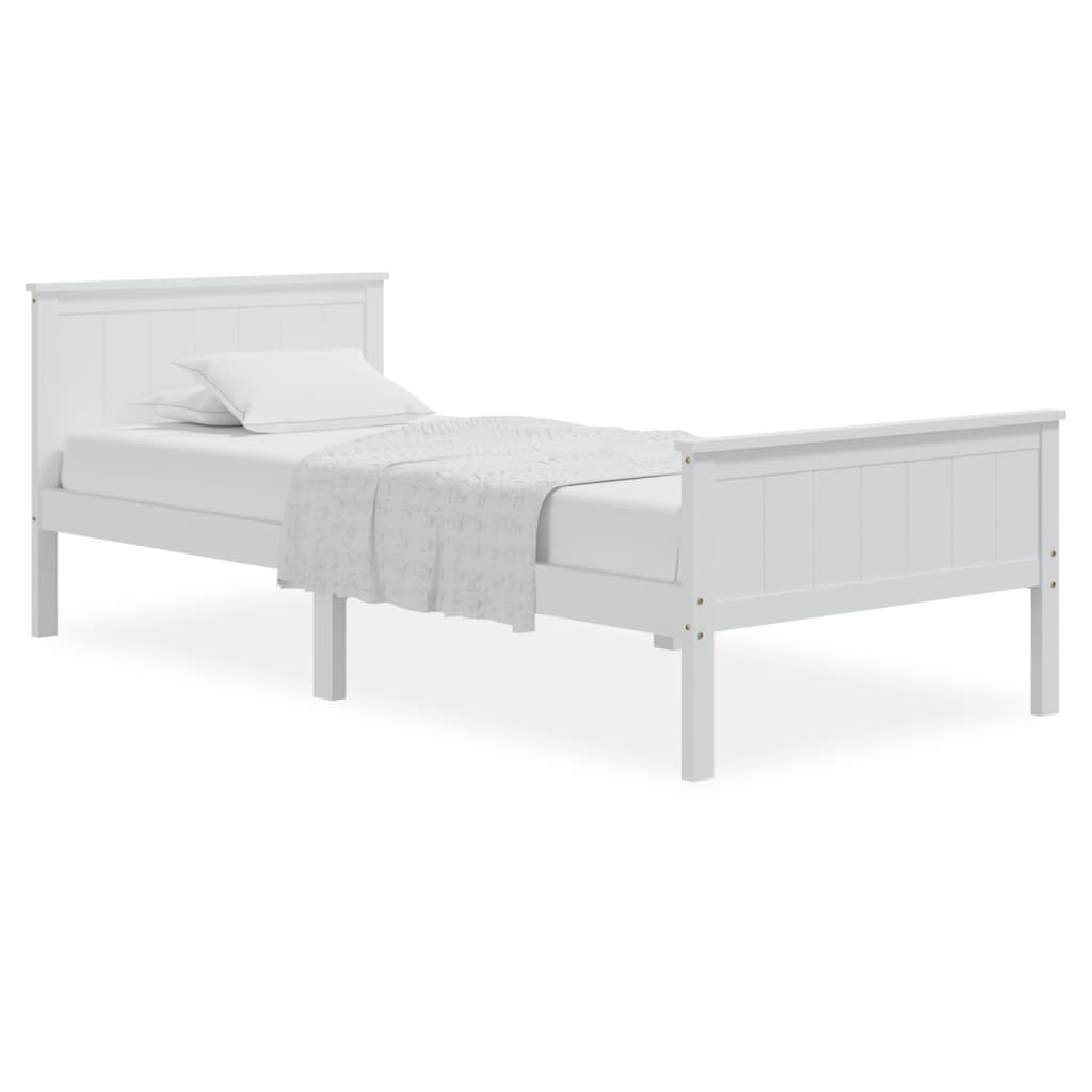vidaXL Rama łóżka, biała, lite drewno sosnowe, 90 x 200 cm