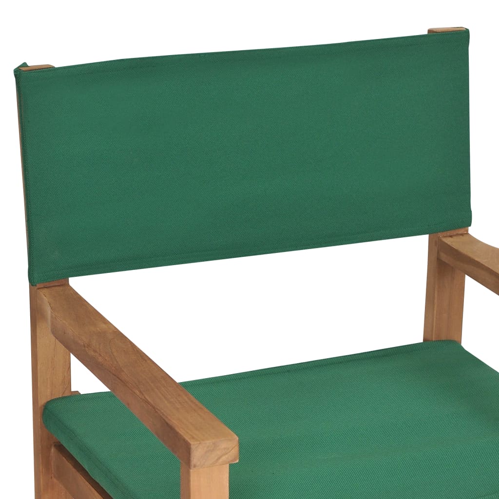 vidaXL Krzesła reżyserskie, 2 szt., lite drewno tekowe, zielone