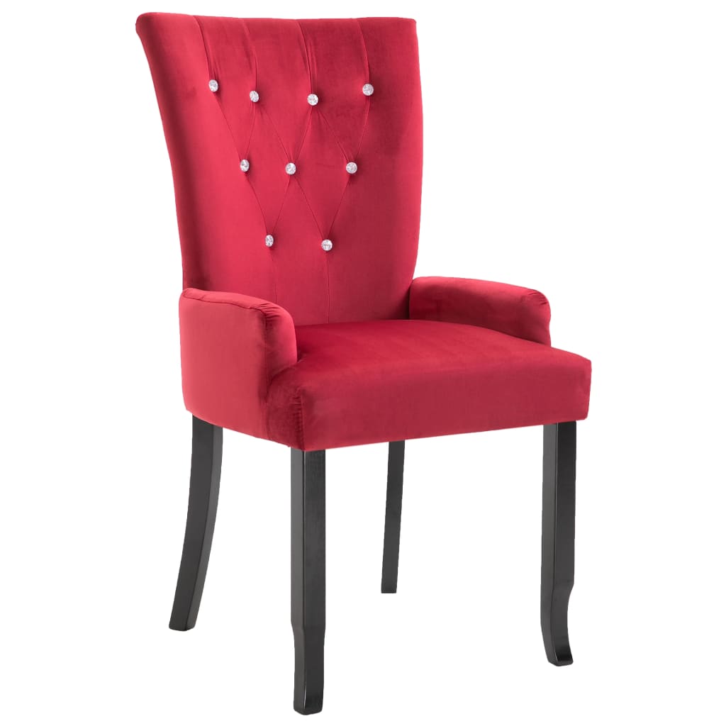vidaXL Krzesło jadalniane z podłokietnikami, czerwone, aksamitne