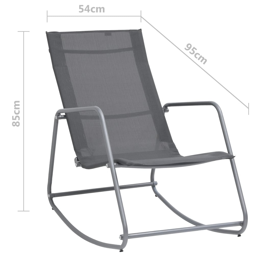 vidaXL Ogrodowe krzesło bujane, szare, 95x54x85 cm, textilene
