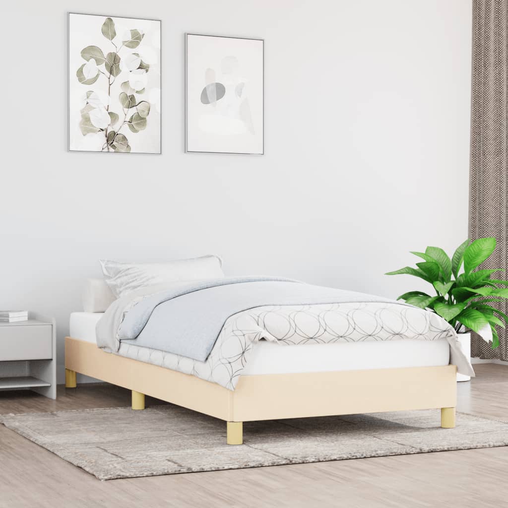 vidaXL Rama łóżka, kremowa, 80 x 200 cm, tapicerowana tkaniną