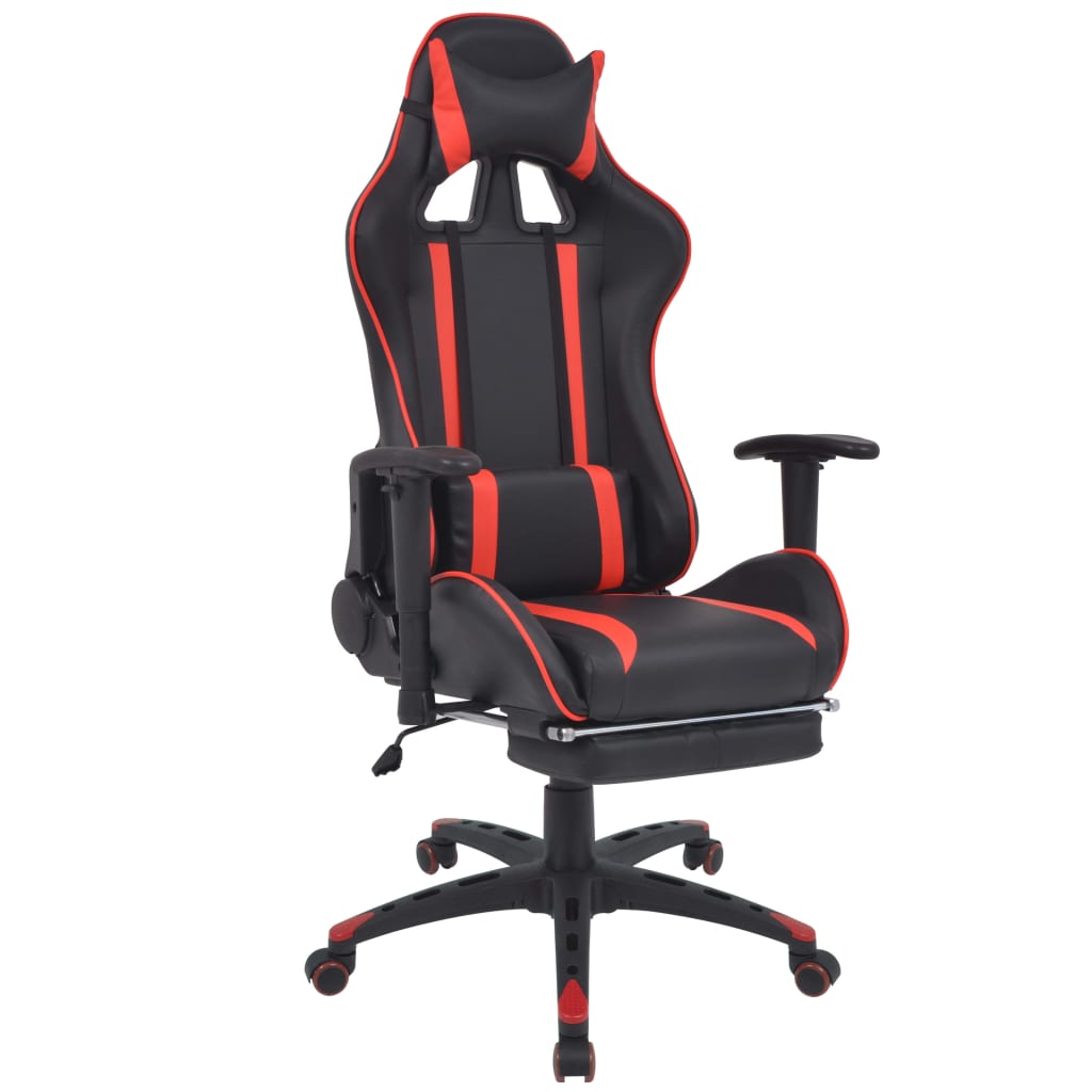vidaXL Regulowane krzesło biurowe z podnóżkiem, czerwone