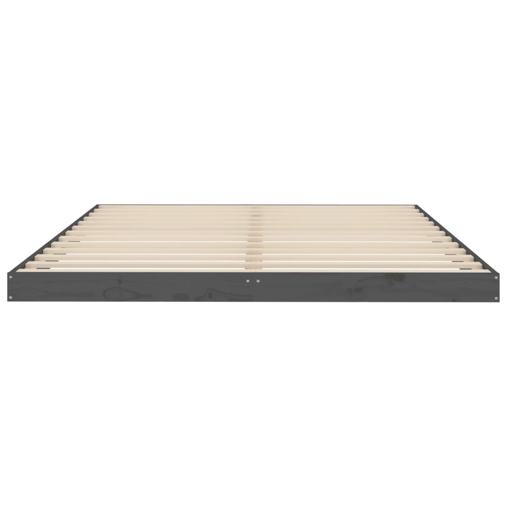 vidaXL Rama łóżka, szara, 150x200 cm, lite drewno sosnowe