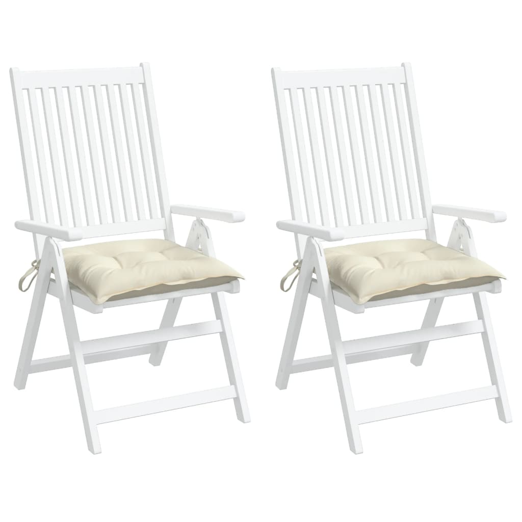 vidaXL Poduszki na krzesła, 2 szt., kremowe, 40x40x7 cm, tkanina