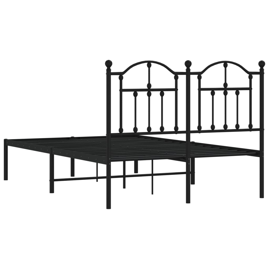 vidaXL Metalowa rama łóżka z wezgłowiem, czarna, 120x190 cm