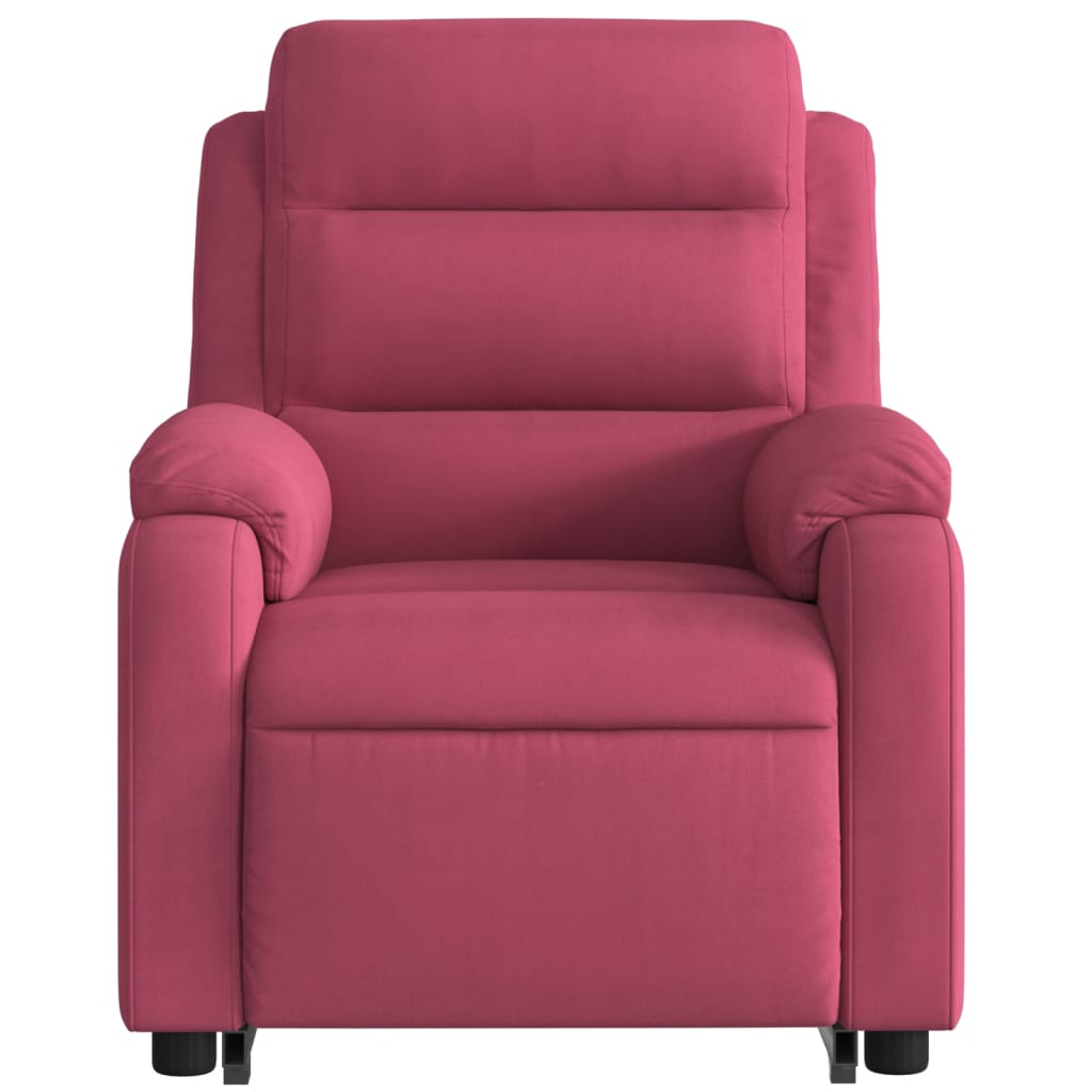vidaXL Rozkładany fotel masujący, podnoszony, winna czerwień, aksamit