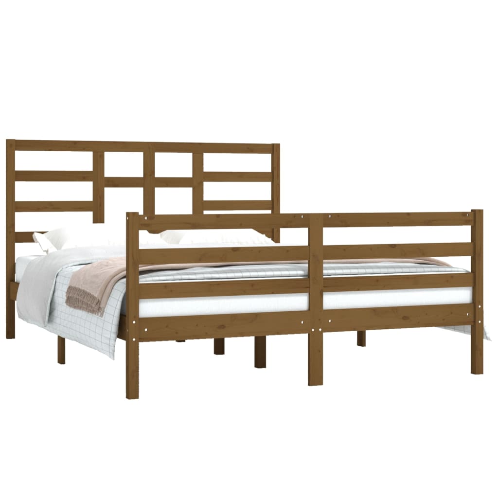 vidaXL Rama łóżka, miodowy brąz, lite drewno, 150x200 cm