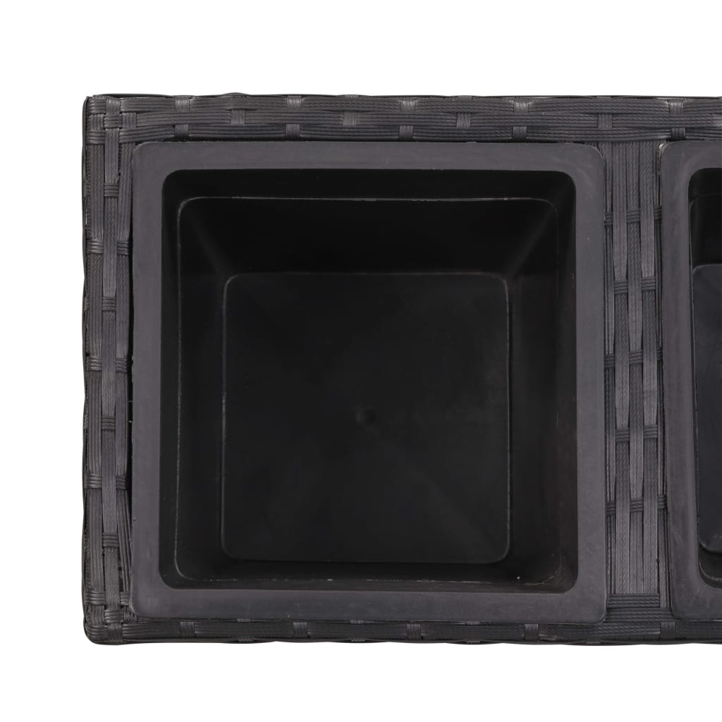 vidaXL Podwyższona donica z 2 wkładami, 60x30x36 cm, rattan PE, czarna