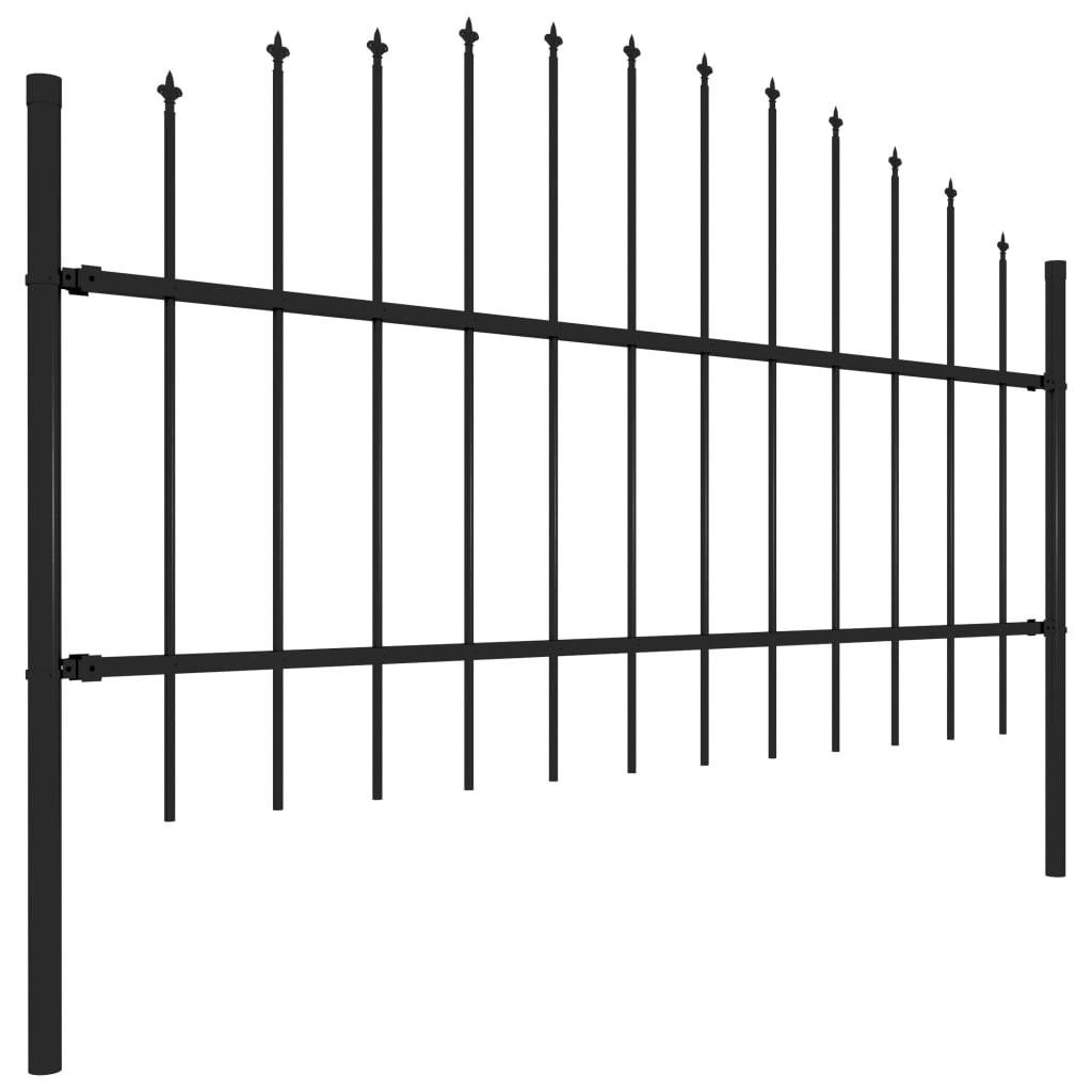 vidaXL Panel ogrodzeniowy z grotami (0,75-1) x 1,7 m, stal, czarny