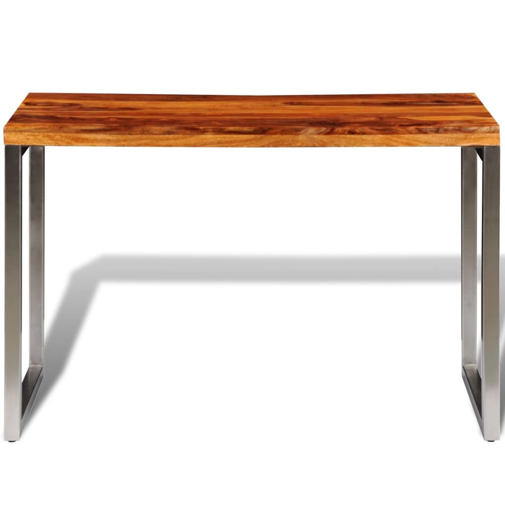 vidaXL Stół lub biurko z drewna sheesham z metalowymi nogami