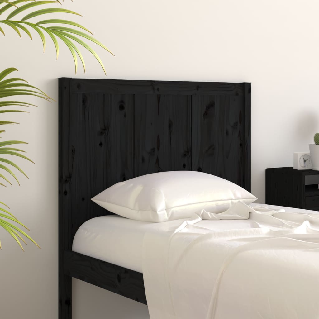 vidaXL Wezgłowie łóżka, czarne, 80,5x4x100 cm, lite drewno sosnowe