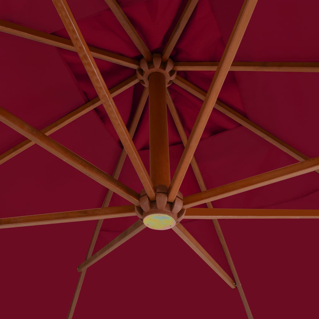 vidaXL Wiszący parasol z drewnianym słupkiem, 400 x 300 cm, bordowy