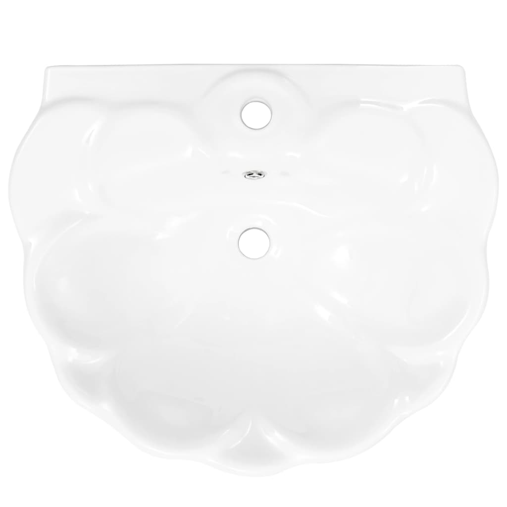 vidaXL Umywalka z postumentem, ceramiczna, biała, 580x510x200 mm
