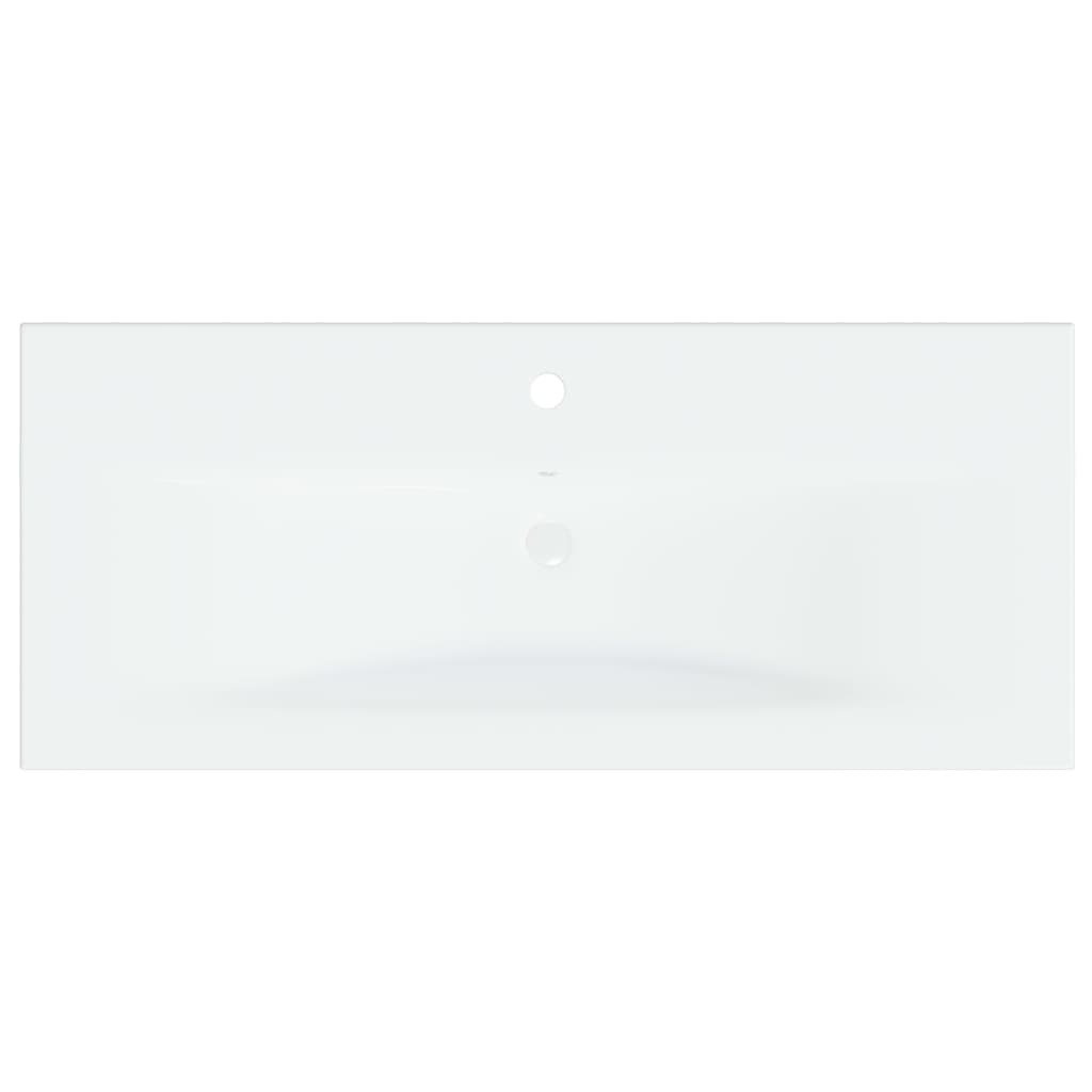 vidaXL Umywalka wpuszczana z baterią, 91x39x18 cm, ceramiczna, biała