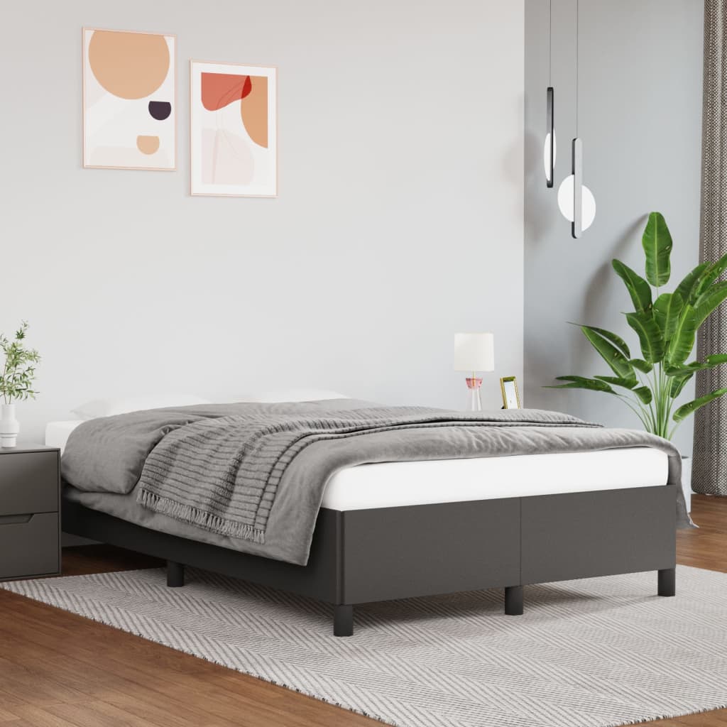vidaXL Rama łóżka, szara, 120x190 cm, sztuczna skóra