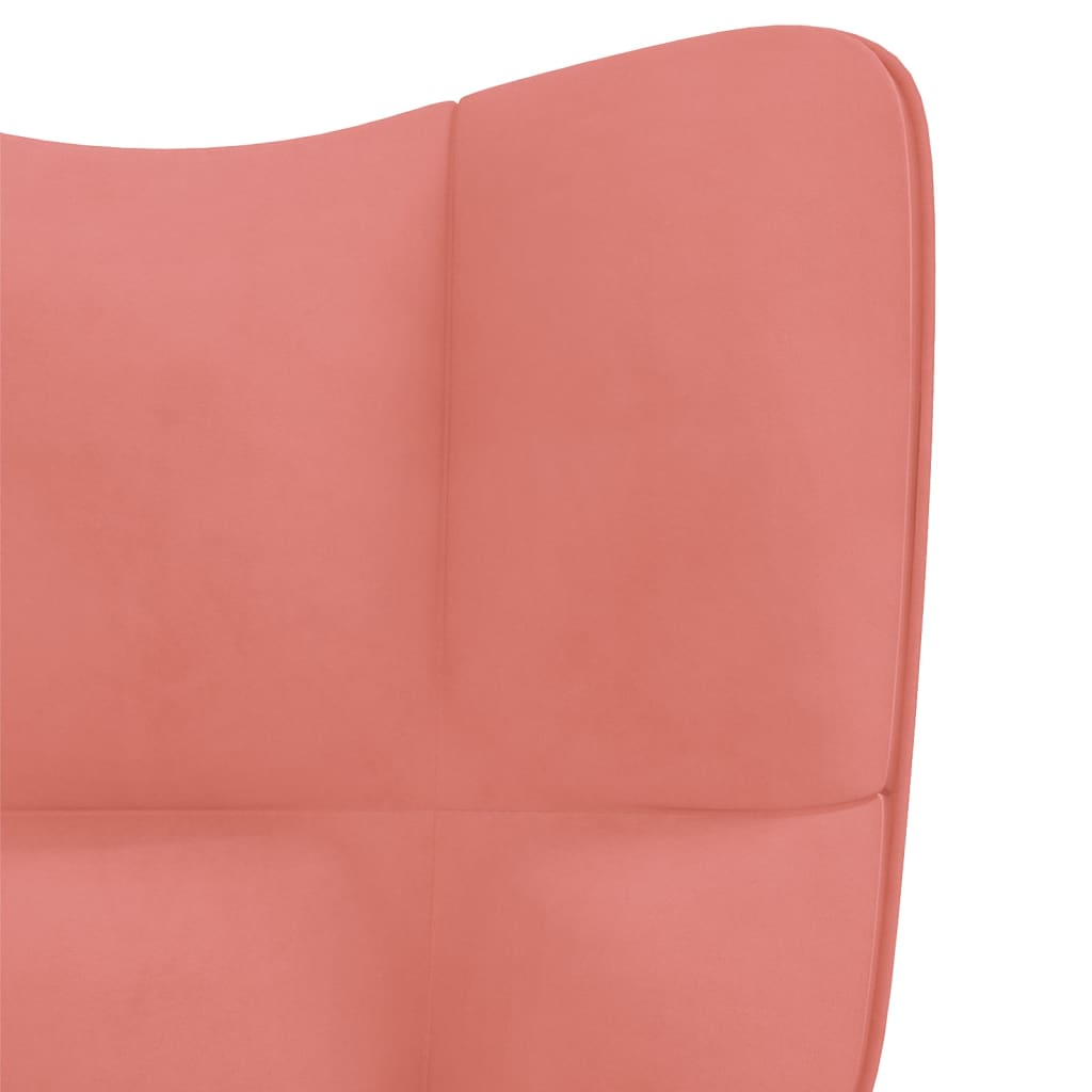 vidaXL Fotel bujany z podnóżkiem, różowy, obity aksamitem