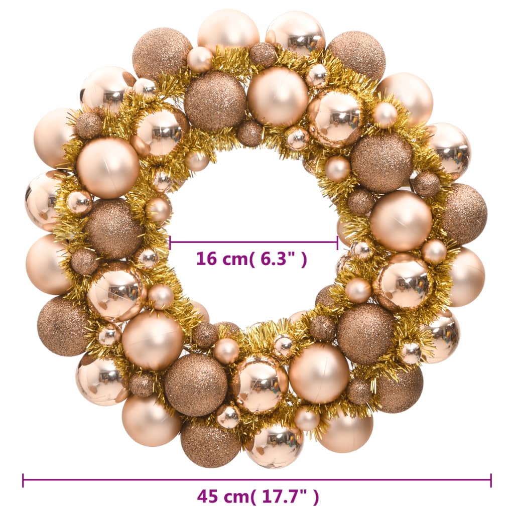 vidaXL Wieniec świąteczny, różowe złoto, 45 cm, polistyren