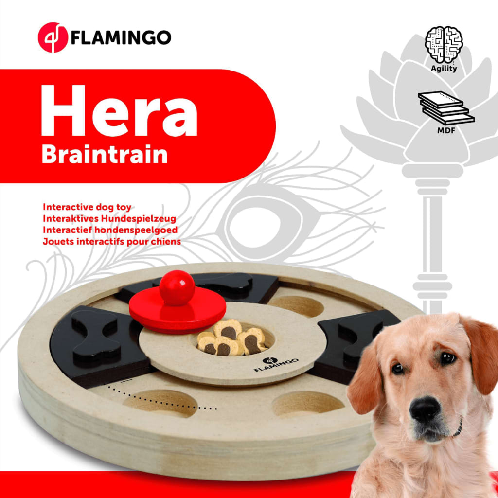 FLAMINGO Zabawka edukacyjna dla psa Hera, 25 cm, drewniana