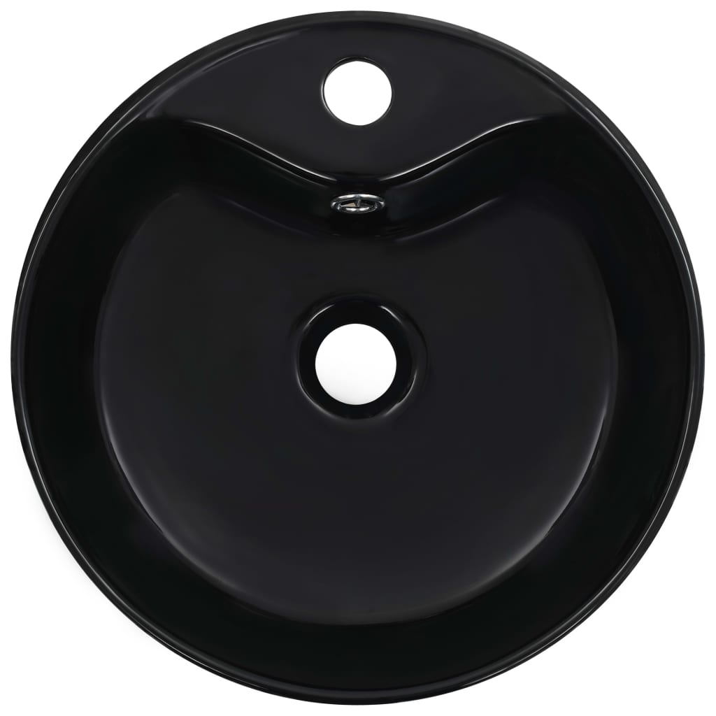 vidaXL Umywalka z przelewem, 36 x 13 cm, ceramiczna, czarna